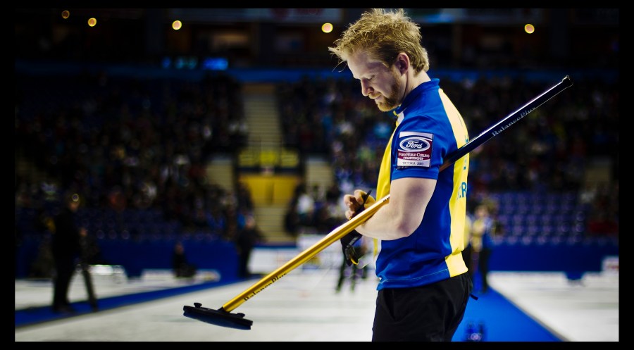 Sweden curling skip Niklas Edin Third Sebastian Kraupp Second Fredrik Lindbergand Lead Viktor Kjäll