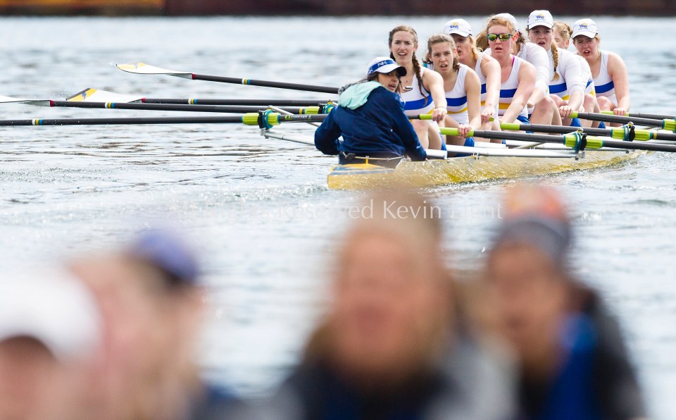 University of British Columbia UBC reserve Womens rowing crew vs the University of Victoria Uvic Women's reserve rowing crew in the 2014 Brown Cup challenge duel race.