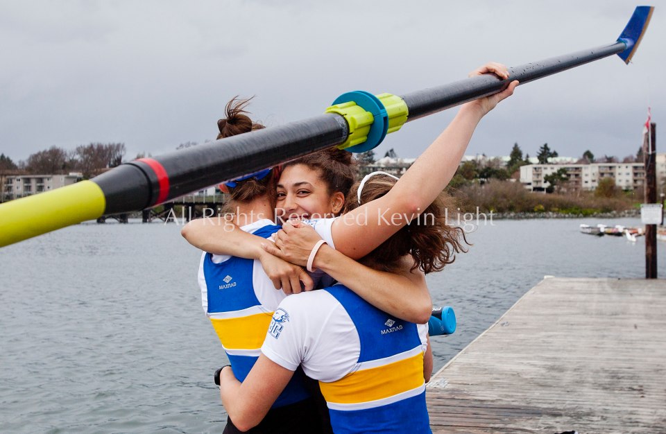University of British Columbia UBC varsity Womens rowing crew beat the University of Victoria Uvic womens varsity rowing crew in the 2014 Brown Cup challenge duel race.