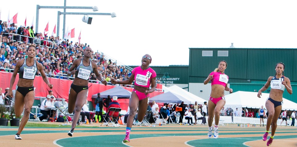 Athletes compete at the 2016 Canadian Track and Field Championships.