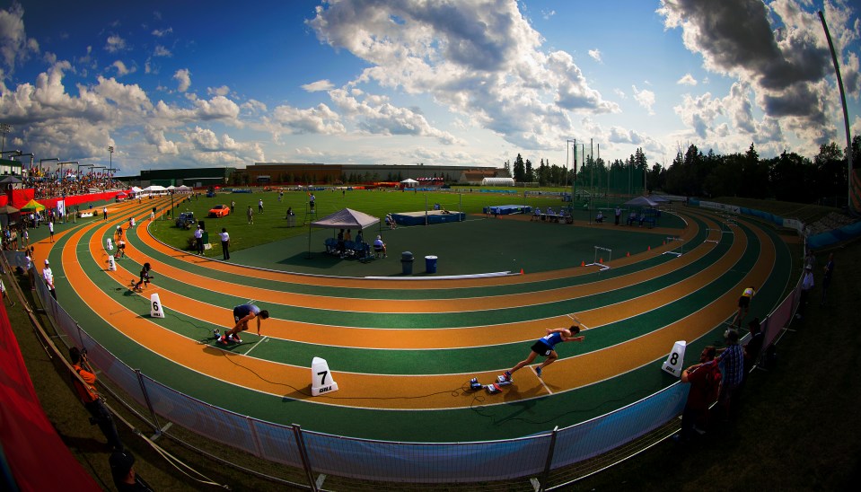 Athletes compete at the 2016 Canadian Track and Field Championships.