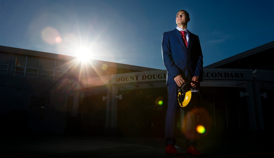 Mt. Douglas Secondary’s Football player Gavin Cobb  Kevin LIght Photo