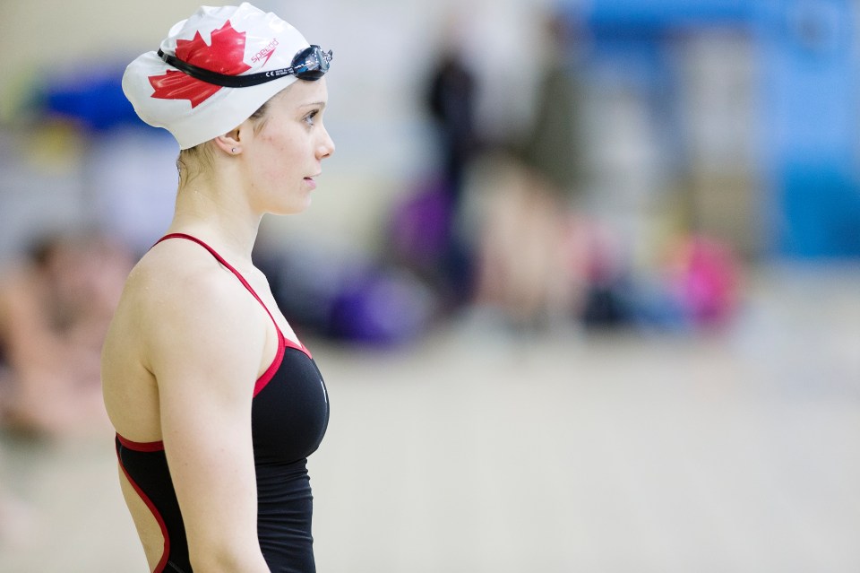 Canadian National Team Swimmer Sarah Darcel trains at the Saanich Commonwealth Place.