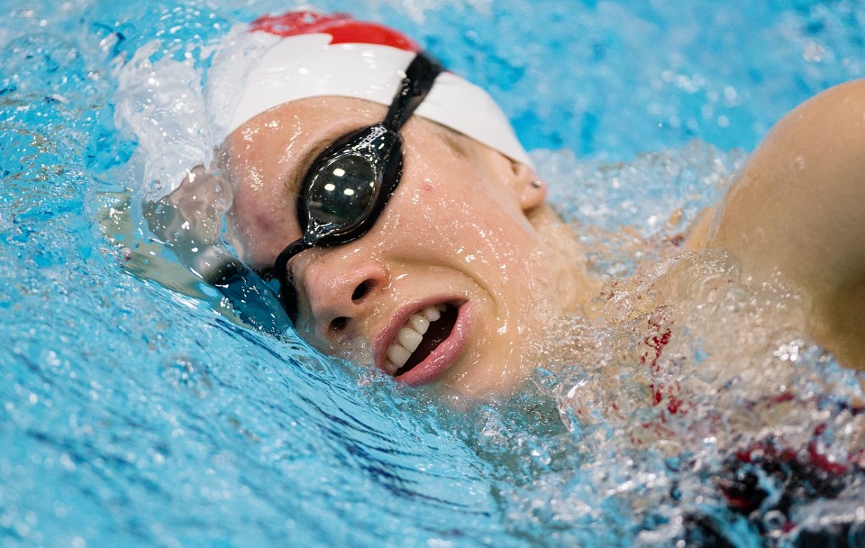 Canadian National Team Swimmer Sarah Darcel trains at the Saanich Commonwealth Place.