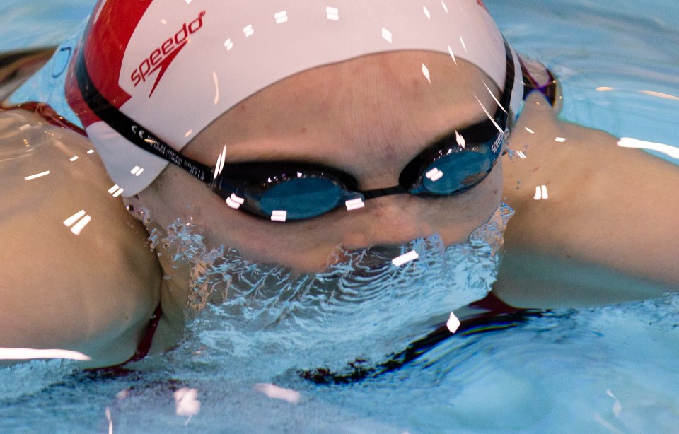 Canadian National Team Swimmer Sarah Darcel trains at the Saanich Commonwealth Place.